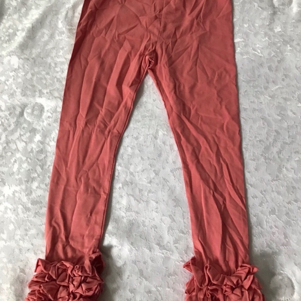 Kids Ruffle Hem Leggings - Coral Pink NWOT size 10